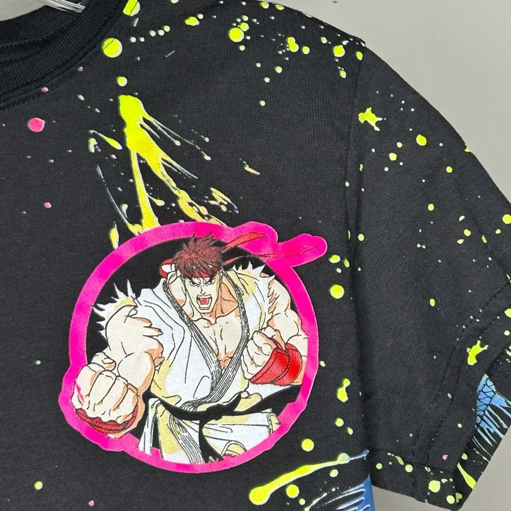Street Fighter Capcom Kids T-Shirt Size‎ S Colorful Splatter Graphic Tee